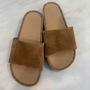 Veronica Beard Brown Suede Slide Sandals